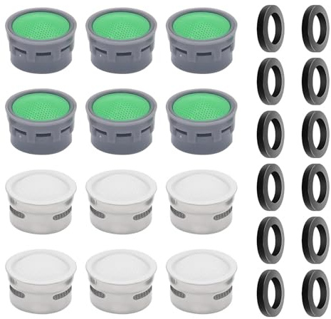 12Pcs Faucet Aerators, Water-Saving Tap Water Filter Inserts, Faucet Aerator with Sealing Gaskets, Nozzle Replacement Parts for Kitchen & Bathroom Sink Taps