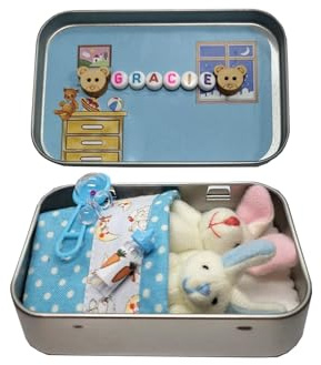 2026 Neues Ostern Geschenke Plüschhase Set – Sleeping Bunnies in Dose, Mini Plüschtiere für Kinder, Ostern Dekoration & Spielzeug, süße Hasenfiguren als Überraschung für Mädchen und Jungen (Blue)