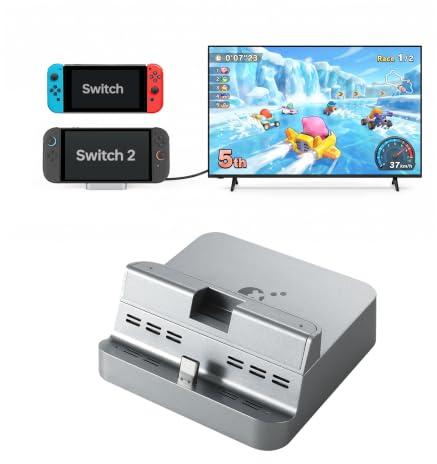 GuliKit Docking Station für Nintendo Switch 2/1/Oled, Tragbar TV Dock | 4K/60Hz, 100W PD, Firmware-Updates,Top-Kühlung, kippsicherer Breitfuß, hüllenfreundlich, Rundumschutz,
