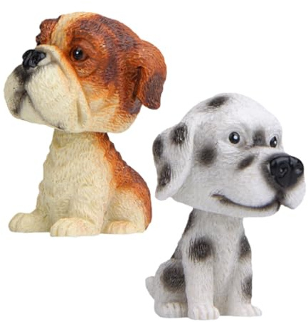 Hemobllo 2 Pezzi Figura Cane con Testa Oscillante in Resina per Cruscotto Auto Decorazione Carina Dettagli Semplici e Design Creativo per Interni Veicolo e Casa