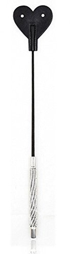 eeddoo® GERTE MIT DIAMANTENGRIFF UND HERZPADDEL - schwarz/Fetisch BDSM Bondage Rollenspiel Sex-Spielzeug - SM Paddel- schwarz (Black Single Tail Whip)