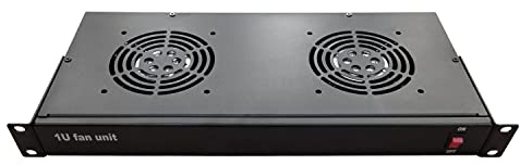 LMS Data Rack Fan Shelf - 2 Way Rack Mount 1U Fan Tray for 19 Inch Server Data Cabinet - Cooling Fan Shelves for Network Rack Equipment, 48.5x20x40 cm