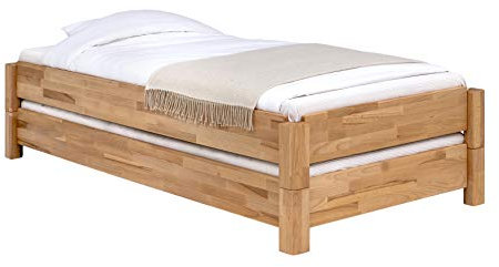WOODLIVE DESIGN BY NATURE Massivholz Gästebett Stapelbett Twin in Kernbuche massiv (100 x 200 cm)