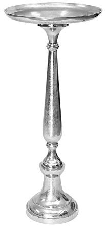 Dekoleidenschaft Dekosäule Silber aus Metall, 78cm hoch, Antik Look, XXL Kerzenständer, Blumenständer, Metallsäule, Blumensäule, Beistelltisch, Windlichtsäule, Podest, Sockel