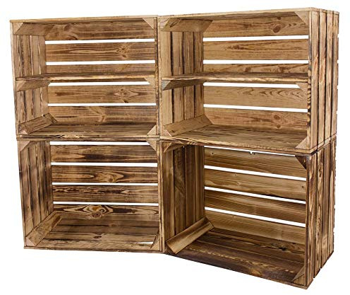 verschiedene neue geflammte Vinterior Kisten 2xmit und 2xohne Mittelbrett 50x40x30cm Holzkisten Apfelkisten Weinkisten Obstkiste Schuhregal Regal