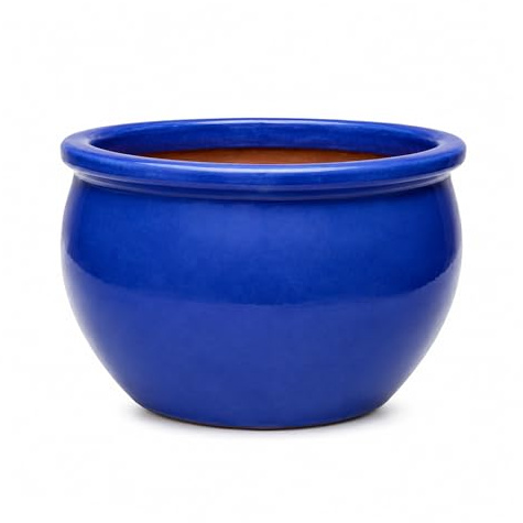 Steinzeug-Blumentopf/Pflanzkübel Bamboo Blau 19x13cm frostfest