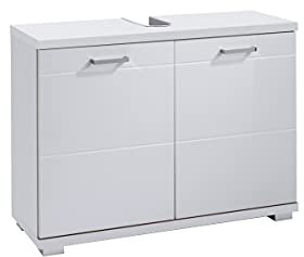 byLIVING Nebraska 02 Waschbeckenunterschrank, Holzwerkstoff, matt weiß-Hochglanz weiß, B 80, H 59, T 31,5 cm, Matt Weiß - Hochglanz Weiß