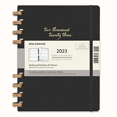 Moleskine Monatsplaner 2022, 2023, 12 Monate Terminplaner, Monatsplaner im Festen Einband, Maß Extra Large 19 x 25 cm, Remake Midnight