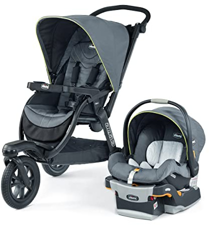 Chicco Activ3 Jogging Stroller Travel System, Activ3 Jogging Stroller with KeyFit 30 Infant Car Seat and Base, Solar/Grey