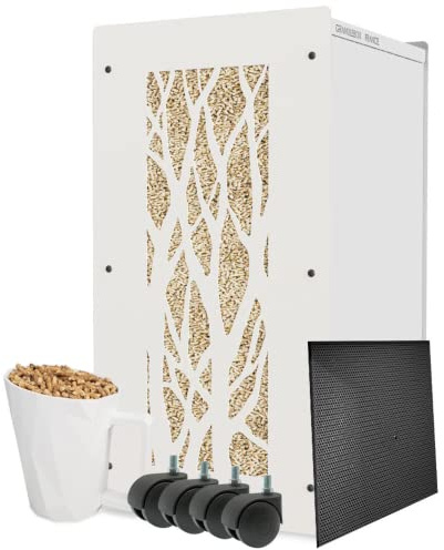 Caja de gránulos – Caja de almacenamiento para pellets – Fabricado en Francia (árbol blanco)(capacidad de 55 kg)