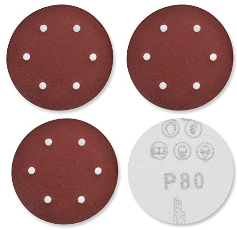 DIDATOOL Disque de Ponçage 225 mm, P40 à P400 Grain Papier pour Ponceuse, 40 Pcs 9 Pouces 6 Trous Papier Abrasif pour Ponceuse Girafe, Ponceuses de Murs et de Plafonds (P80,40PCS)