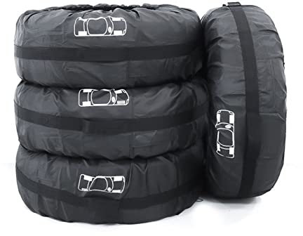 Reifenschutzhülle, 4pcs Reifentasche Universal, wasserabweisend, waschbar, für sauberen Transport und sichere Aufbewahrung (Schwarz,L:19-23)