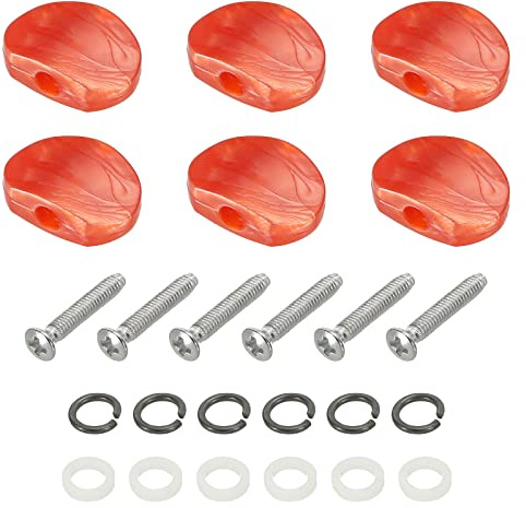 PATIKIL Chitarra Accordatura Piolo Bottone Macchina Testa Semicerchio Acrilico Bottoni Rosso perle per Elettrico/Folk/Acustiche Chitarre con 6 Viti 12 Berrule