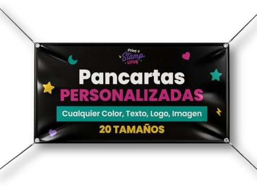 Pancarta Personalizada para Publicidad Exterior - Lona Personalizada con Foto, Logo, Texto, Comunion, Bodas, Banderas - Cartel con Fotos Texto 4 Medidas (100x100 cm)