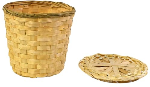 Bamboo Tea Basket with Lid 6 Inch Round Mini Woven Storage Box for Loose Tea Leaves Bamboo Storage Container with Lid Home and Kitchen Organization