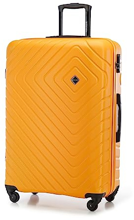 WITTCHEN Cube line Großer Koffer ABS Mit Geometrischer Prägung 4 Lenkrollen Teleskopgriff Kombinationsschloss Reisekoffer Trolley Größe L Orange