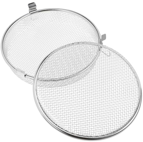 Housoutil Cesta de acero inoxidable para cubiertos de lavavajillas, cesta de red de secado de alimentos, estante de secado redondo de malla colgante para deshidratación de camarones, frutas, verduras