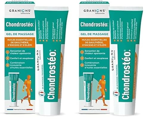 GRANIONS Chondrostéo+ Gel de Massage | Sensation de chaleur apaisante, Confort & souplesse | Huiles Essentielles de gaulthérie, encens, élémi | Fabriqué en France | 100ml (Lot de 2)