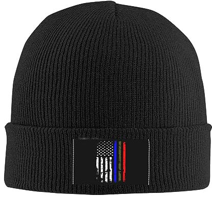 501 Beanie Mütze Polizei, Militär Und Feuerwehr, Dünne Linie, Amerikanische Flagge, Schwarz Strickmütze Unisex Cuffed Hats Warm Beanie Hat Für Laufen Fischen Wandern