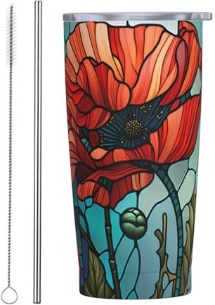 Vasos personalizados, tazas de acero inoxidable personalizadas de 20 onzas, taza de café de viaje aislada con tapa y botella de agua con pajita, regalo personalizado para familiares y amigos, ventana