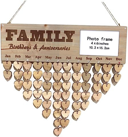 MAGICLULU Holztafel Zum Aufhängen Als Geburtstagskalender Kreative Erinnerungstafel Mit Schnitzereien Filigraner Fotorahmen Wohndekoration Und Geschenkidee Für Feiertage