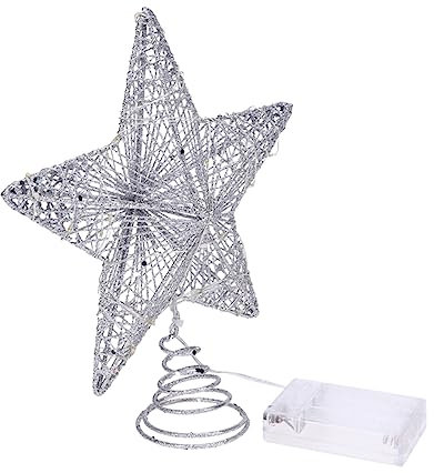 Gadpiparty 3stücke Weihnachtlicher Eisenkunststern Für Weihnachtsbaum Silberner Baumspitze Mit Batteriebetriebenen Lichtern Für Festliche Dekoration Und Besondere Anlässe