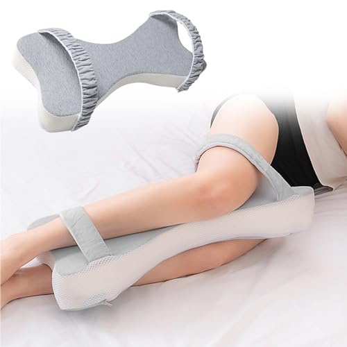 Cuscino Ortopedico per Ginocchia in Schiuma, Cuscino di Supporto per Gambe con Cinghie, Cuscino Ortopedico per Chi Dorme sul Lato, 50 x 24 x 8 cm