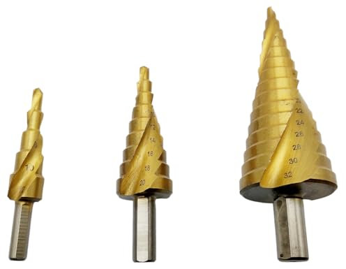 Profi Stufenbohrer Set 4-32mm HSS (Hochleistungsschnellstahl) Titanbeschichtet Kegelbohrer Schälbohrer Titan
