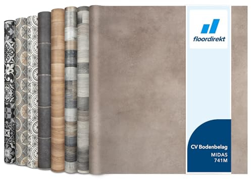 Floordirekt PVC Bodenbelag Meterware nach Maß Vinylboden, CV Linoleum für Küche & Balkon in Holzoptik, Fliesenoptik, Steinoptik - robust & pflegeleicht 200 x 300 cm | Atlantic Midas 741M