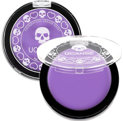 UCANBE Maquillaje Morado para Cara,Base Maquillaje Halloween Violeta | Segura y No Tóxica, Pintura Facial para Teatro, Carnaval, Escenario y Cine
