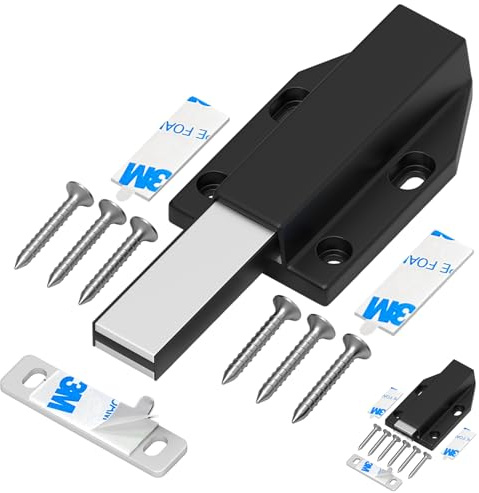 Serrure à Pression Magnétique sans Clous Tonitrui Placard Aimant Fermeture pour Armoire Tiroir Systeme Loquet Magnetique Verrou Poussoir Porte Amortisseur Pour La Porte de Placard(Noir 2 Pièces)