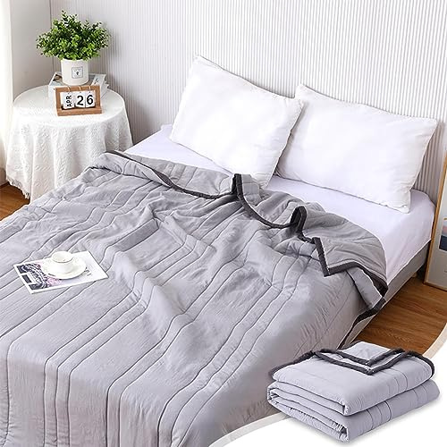 Cooling Blanket, Cooling Fiber Summer Blankets, Lightweight Cool Blanket, Ice Blanket for All-Season, Night Sweats Adult Kids Hot Sleeper Breathable Single/Double Bed Blanket Gifts (Gray, 150*200cm)