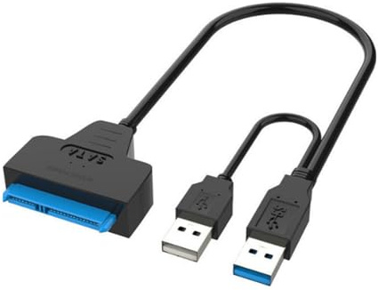 H.May Cable USB a sata, Cable USB 3.0 a Sata 22 pin 2.5 pulgadas de disco duro, cable convertidor externo usb para discos duros SSD/HDD de 2.5 con puerto de alimentación (Dual USB)