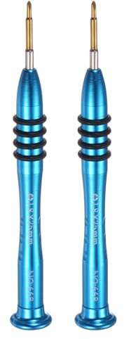 sourcing map Lot de 2 tournevis cruciformes de précision 1,8 x 25 mm avec poignée antidérapante en aluminium pour lunettes, montre, ordinateur portable, électronique, bleu