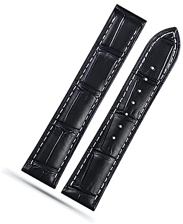 yeziu Lederarmband für Omega Seamaster 300 150 Speedmaster 007 AT150 Braunes Uhrenarmband Faltschließe 19mm 20mm 22mm(A Black-no bukcle,22mm)