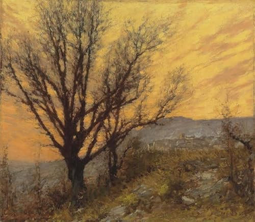 PTLYE Peinture à L'huile Tableau Murale Toile Art Mural L'hiver dans les Alpes maritimes St Jeannet Henry Herbert La Thangue Décorations Murales sur Toile pour la Décoration Murale 60x90cm