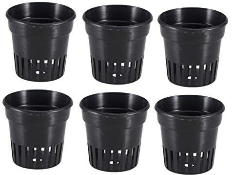 OFFSCH 20 Stück Kunststoff Pflanztöpfe für Wasserpflanzen Aquarien Pflanzkörbe Schwarz mit Löchern UV Beständig Langlebig Gartennetzbecher für Gesunde Wurzelentwicklung