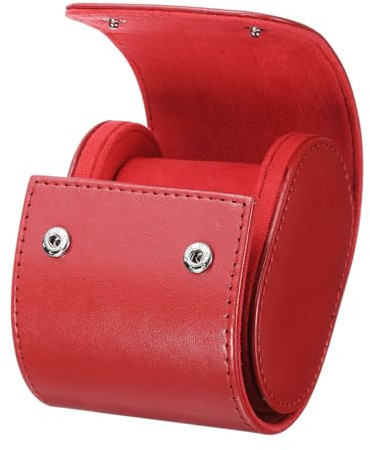 sourcing map Rouleau de montre de voyage portable en cuir à fente unique pour homme et femme, organiseur de montres avec coussins amovibles pour voyage, affichage, rangement à domicile, rouge