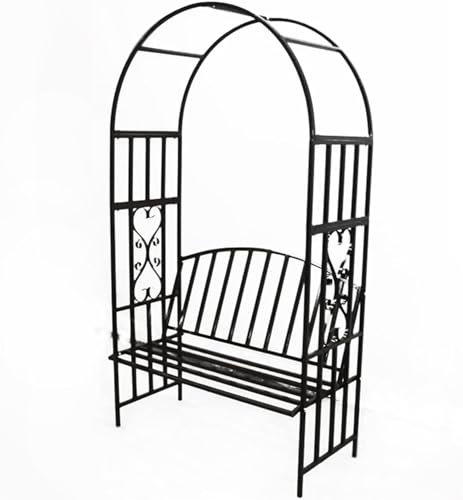 Kanduo Arche Jardin pour Arche de Jardin avec bancs, belvédère de Jardin, Arche métallique extérieure, Support de Pergola for Plantes grimpantes Arche de Gazebo de Jardin(Black)