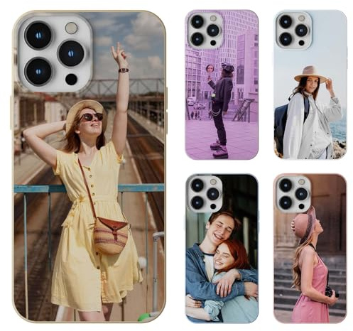 LQGBFCLK Personalisierte Handyhülle für iPhone 13–Selbst gestalten mit eigenem Foto, Bild, Text oder Logo–Individuelle TPU Hülle in Schwarz