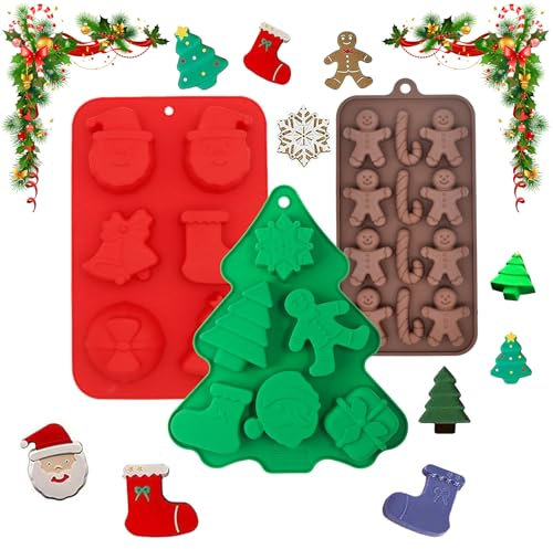 DAIRYCOF silikonform weihnachten 2 Stück Groß silikonformen weihnachten Kuchenform Silikonform Weihnachtsbaum Silikonformen-Bonbon Formen Silikon Schokoladenform (Silikonformen 3 Stück)