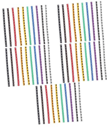 KONTONTY Lot De 5 Marqueurs De Câbles De Couleur Vive Étiquettes En Plastique De 0 À 9 Pour Lorganisation Des Câbles 150 Pièces X 5