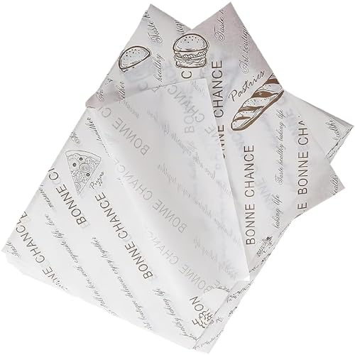 Aieraczy Wachspapier für Lebensmittel, 100 Blatt Backpapier, Käsepapier, Pergamentpapier, Fettdichtes Papier, Antihaft Brotpapier für Butter Burger, Pizza, Sandwiches, Fleisch