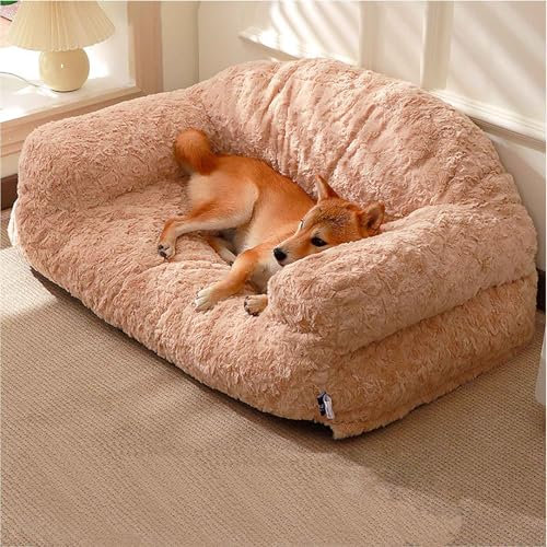 LULUMAIC Indoor-Couch, Hundebett, Katzensofa mit abnehmbarem, waschbarem Bezug, Hundebetten für kleine und mittelgroße Hunde mit Rutschfester Unterseite, weiches Haustier-Hundesofa, Couchbett, Leder