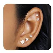 ZHESHY 5 Paar Ohrringe Silber 925 Set Ohrstecker Gold Damen 14K Vergoldet 925 Sterling Silber Stecker Kleine Süßwasserperlen Rund Zirkonia Wasserfest Hypoallergen Ohrringe Mehrere Ohrlöcher Schmuck