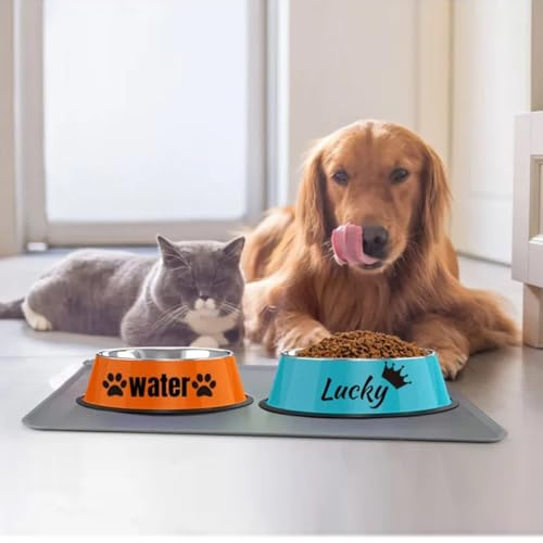 Gamelle personnalisée en acier inoxydable pour chien avec nom personnalisé - Gamelle antidérapante pour chiot - Avec nom - 26 cm