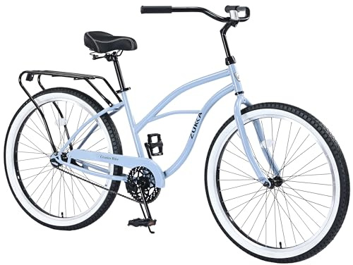 GRELiving 26 Inch Beach Cruiser Bike Single-Speed Men's Commuter Bicycle for Adult Men and Women,Comfortable City Bikes with Front & Rear Fenders,High-Carbon Steel,Multiple Colors (Blue)