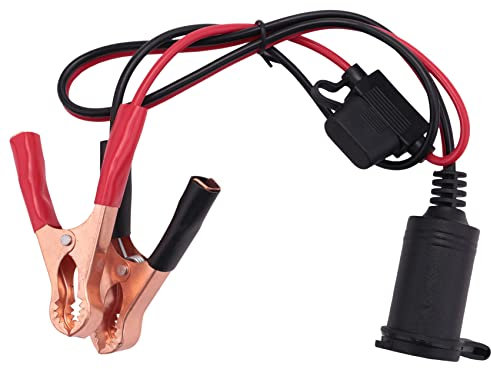 Uxsjakjsd 2FT 12V 24V Car Lighter Socket Female Adapter 15A Alligator Clips Car Battery Clip-on Extension Cord