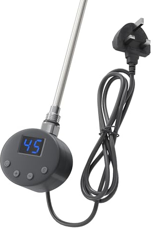 ZANOFIRA Electric Heating Element with Plug, Thermostat Timer LCD Display for Towel Rails and Radiators Anthracite 600W