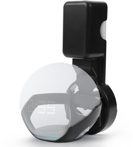 Mumjooyi Support Mural Support de Prise pour Echo Dot 4/5 Génération Prise Accessoire de Fixation pour Support Echo Dot avec Gestion Intégrée des Câbles Pas de Vis Nécessaires